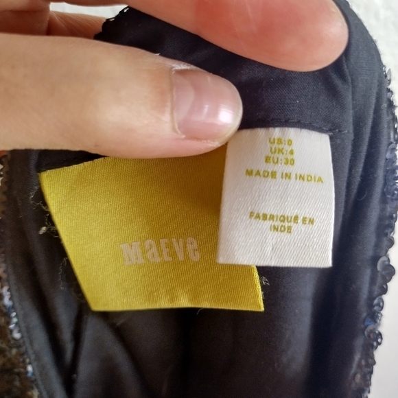 Anthropologie Maeve Garden Glitz Black Sequined Pencil Skirt sz 0 - Picture 7 of 8